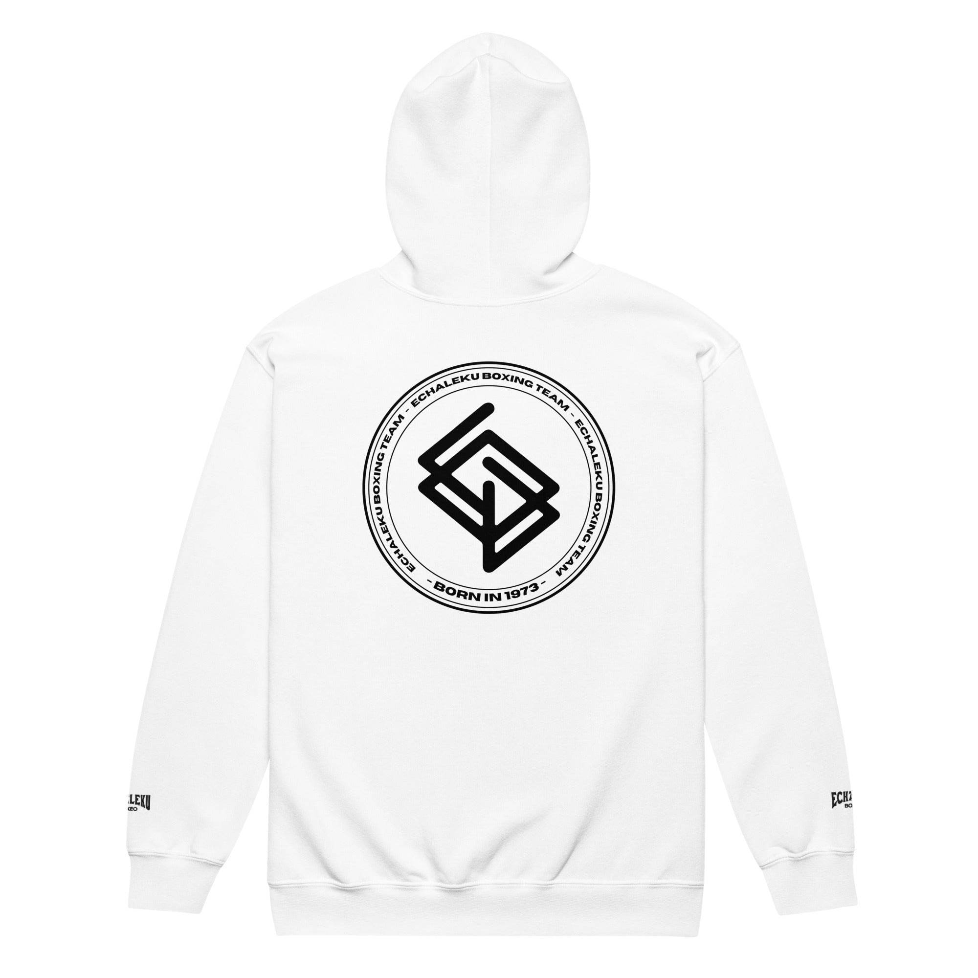 Sudadera MUJER bordada cremallera Casual Echaleku Boxing Team Blanca y Negra - Echaleku Boxeo